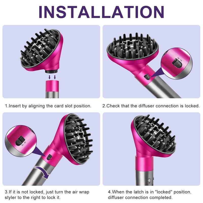 MengTiger Upgraded Large Diffuser Attachment for Dyson Airwrap Styler - Converts to Hair Dryer, Faster and Define Curls, Heat Resistant Nylon Fiber Nozzle Attachments, Rose - Image 5